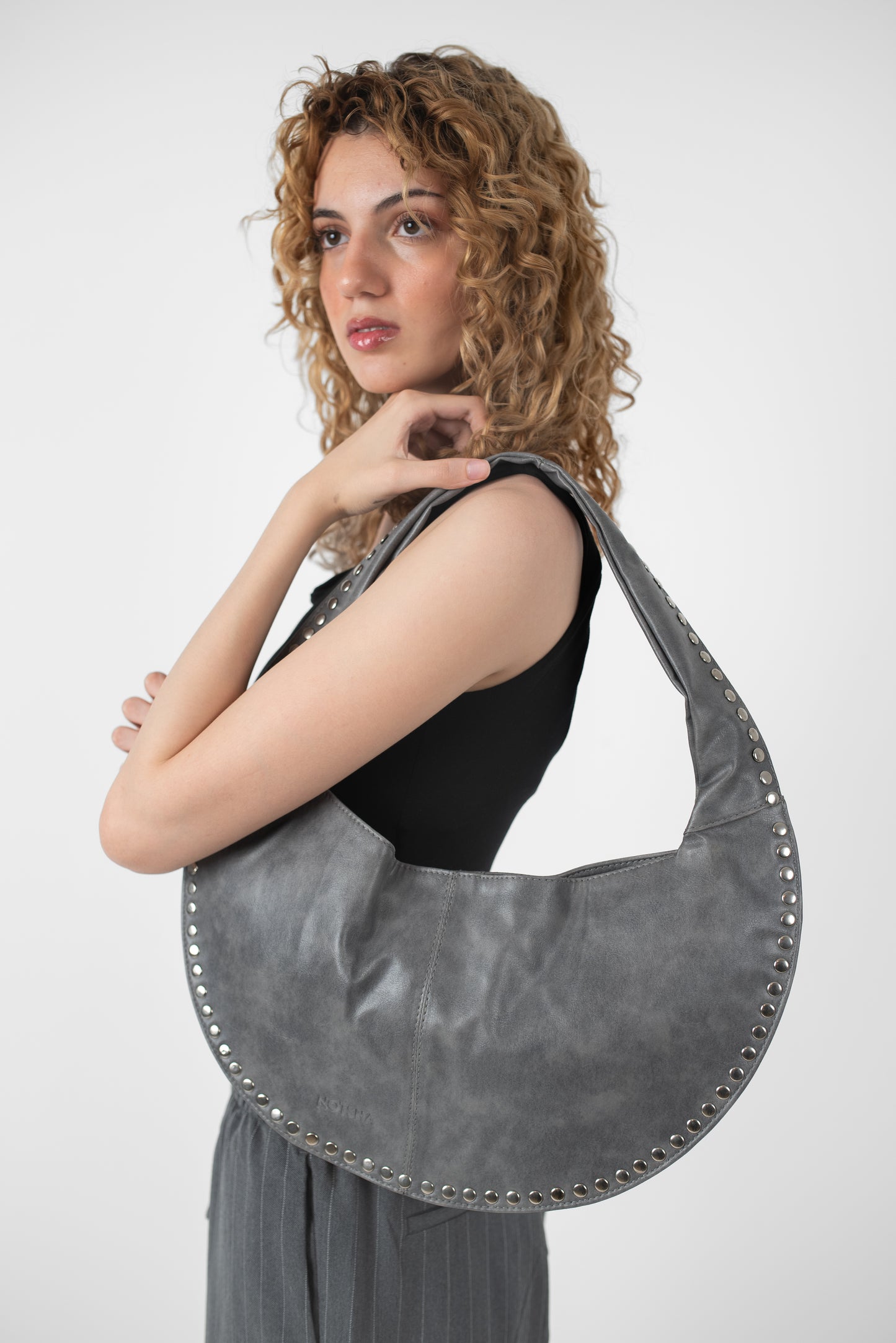 Grey Leather Luna Bag