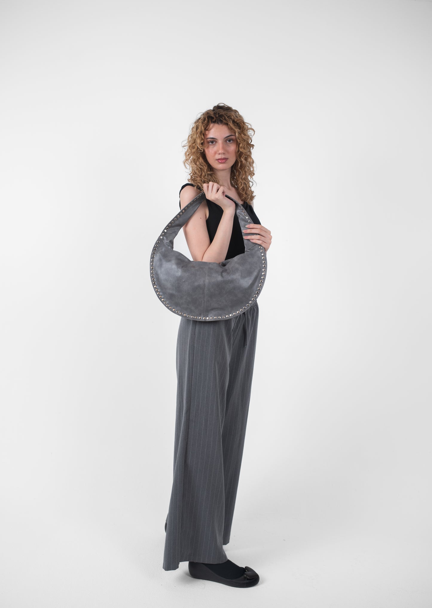 Grey Leather Luna Bag