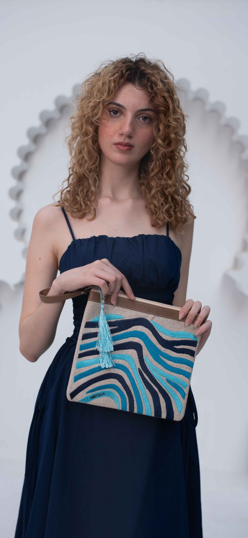 A serene wave of deep ocean navy, turquoise, and sky blue - Large