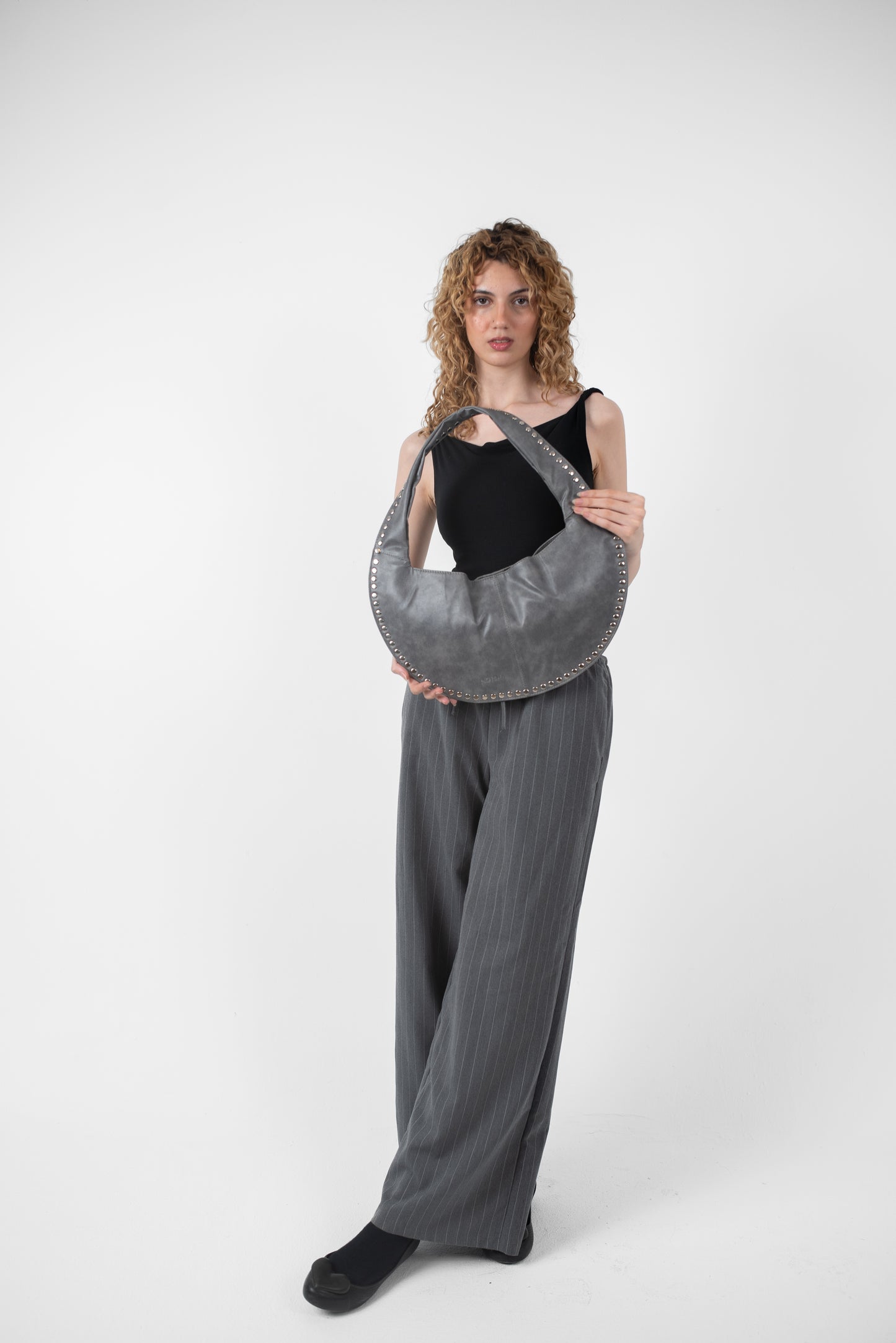 Grey Leather Luna Bag