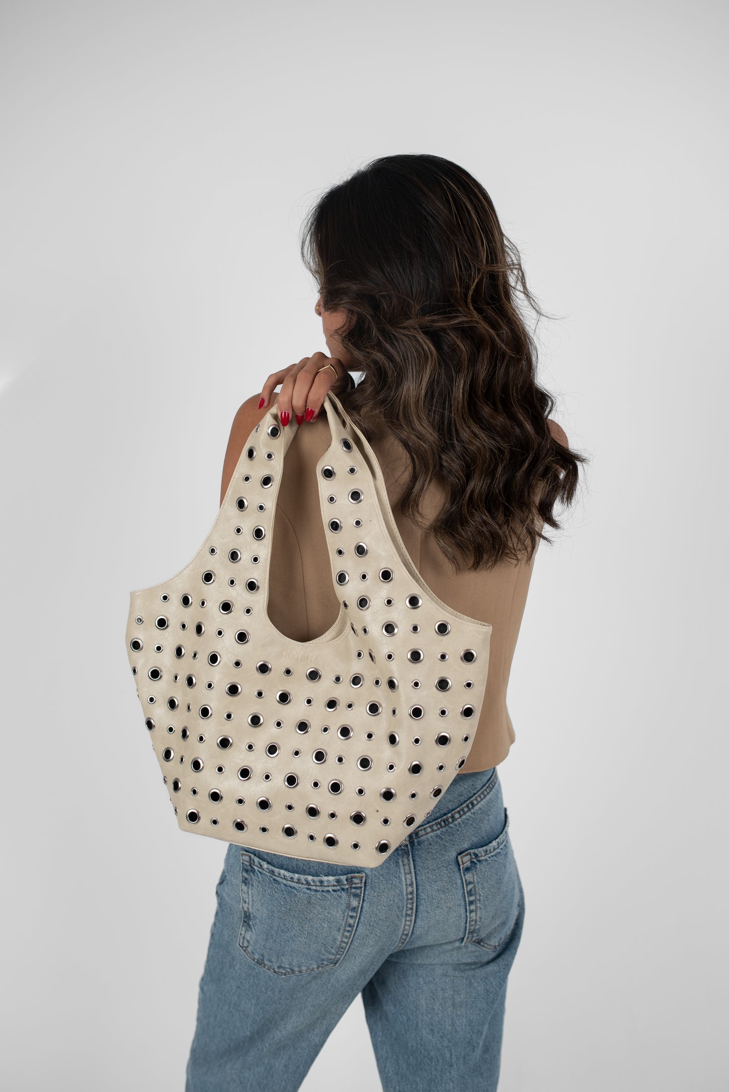 Beige Alura Leather Bag