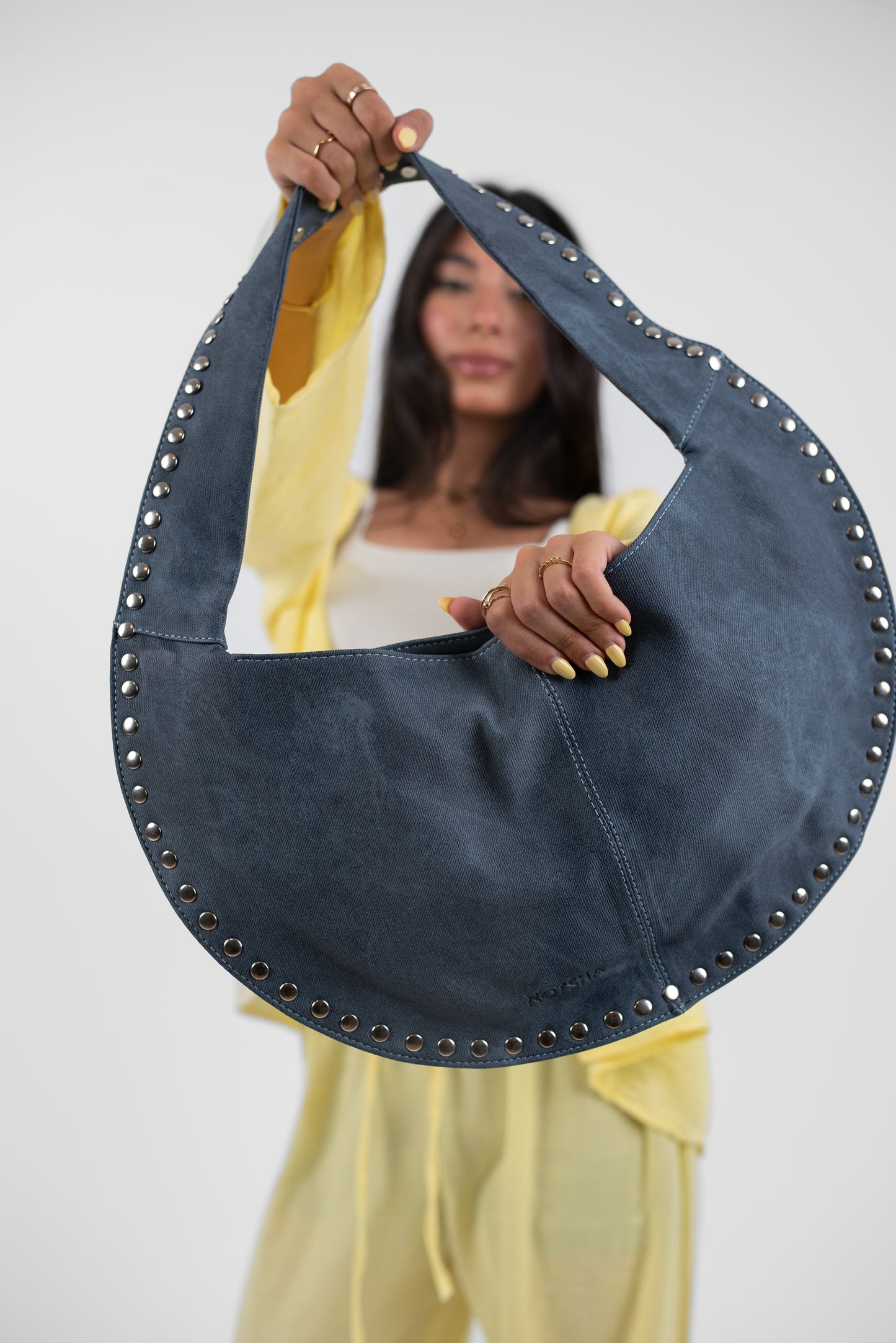 Blue Denim Jeans Leather Luna Bag