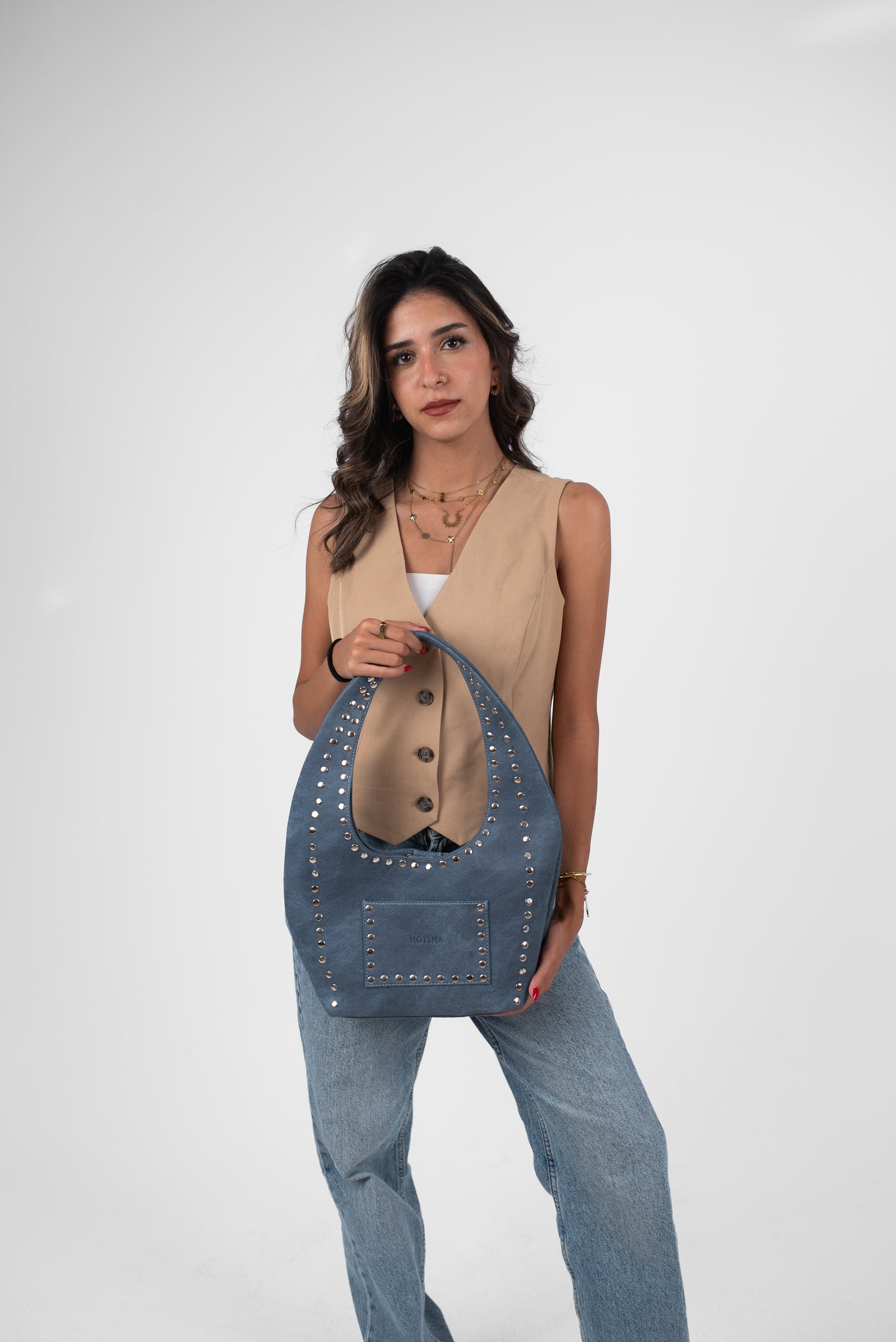 Blue Denim Leather Azura Bag