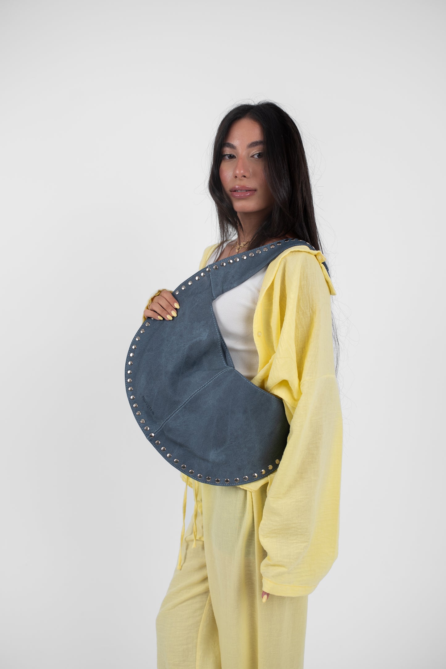 Blue Denim Jeans Leather Luna Bag
