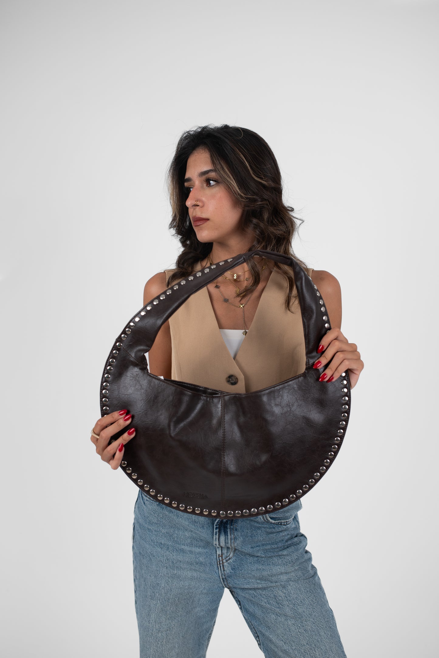 Brown Matte Leather Luna Bag