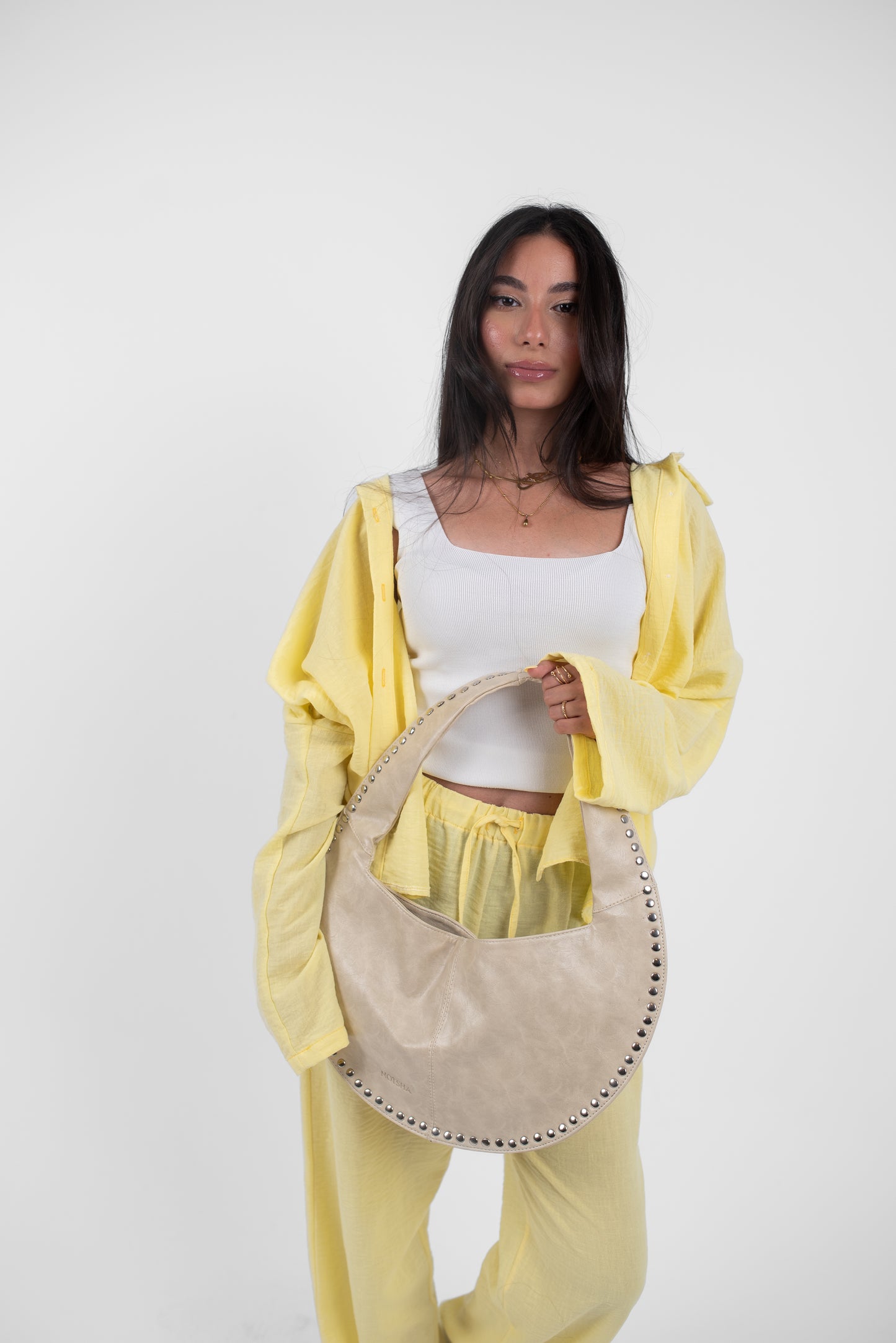 Beige Leather Alura Bag