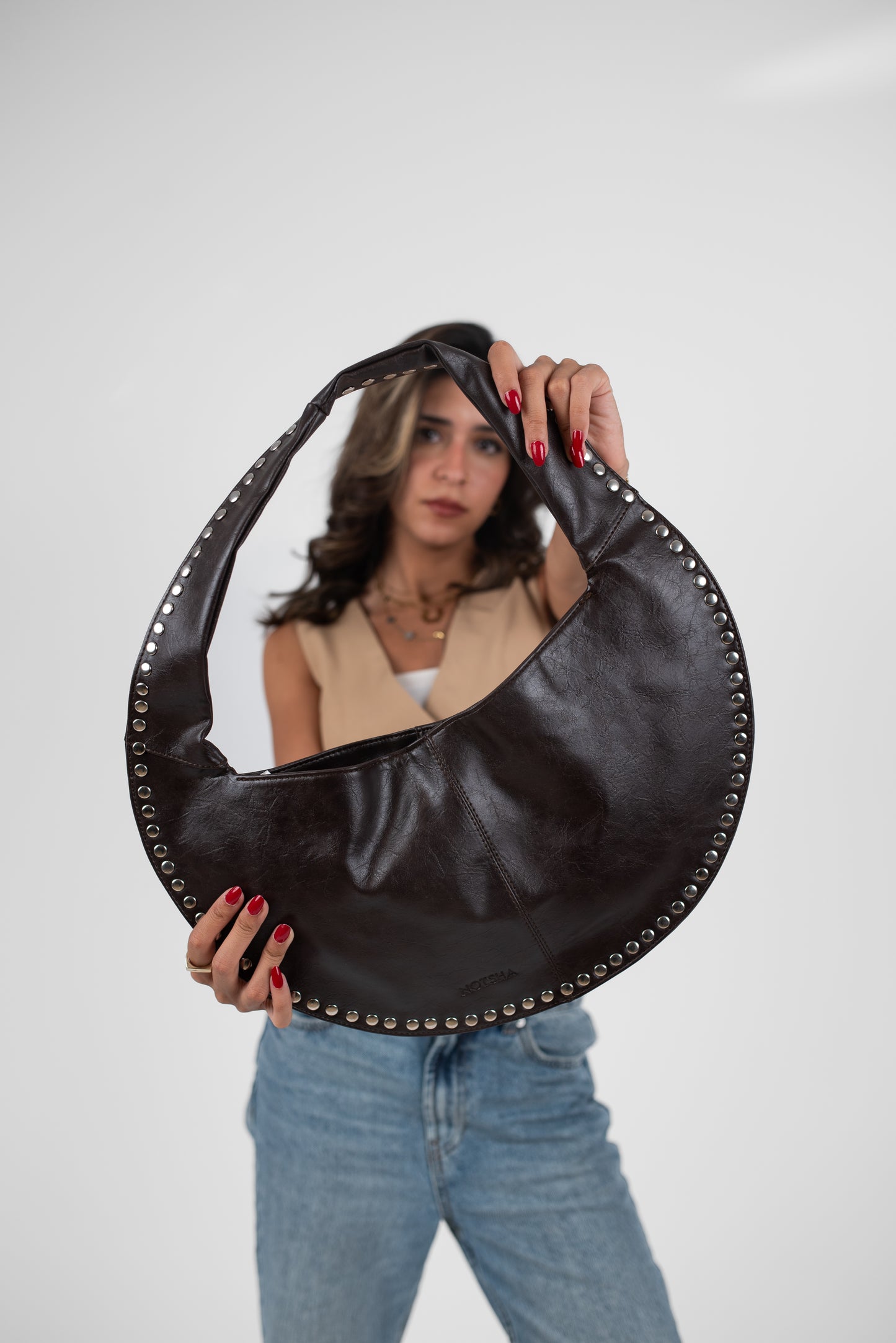 Brown Matte Leather Luna Bag
