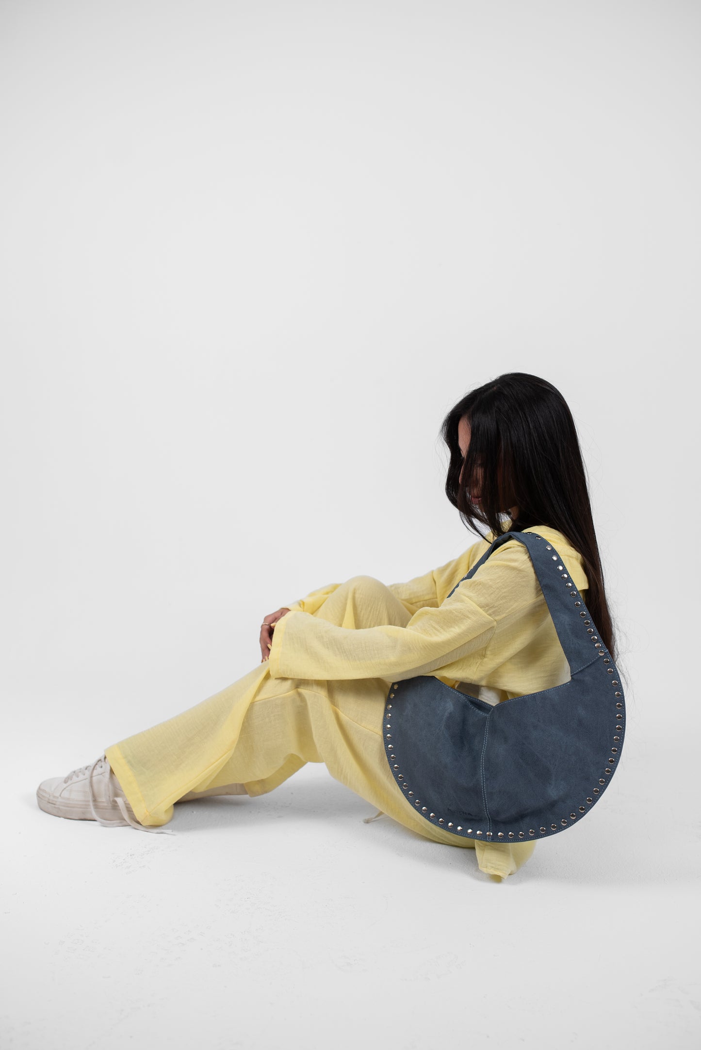 Blue Denim Jeans Leather Luna Bag