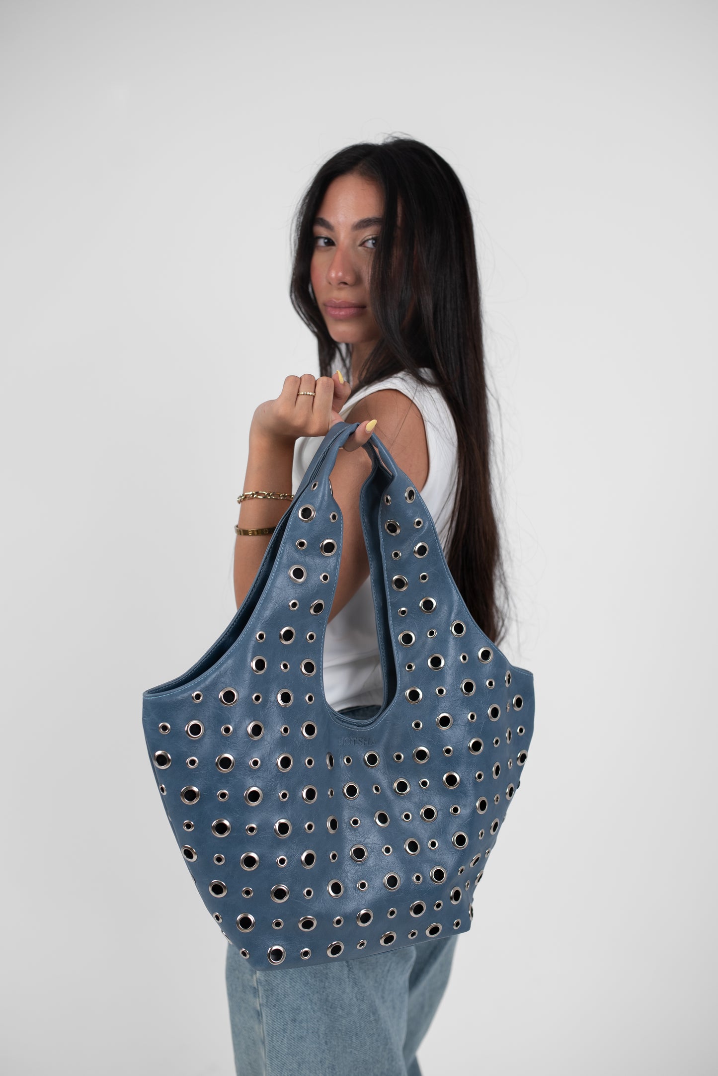Baby Blue Leather Alura Bag
