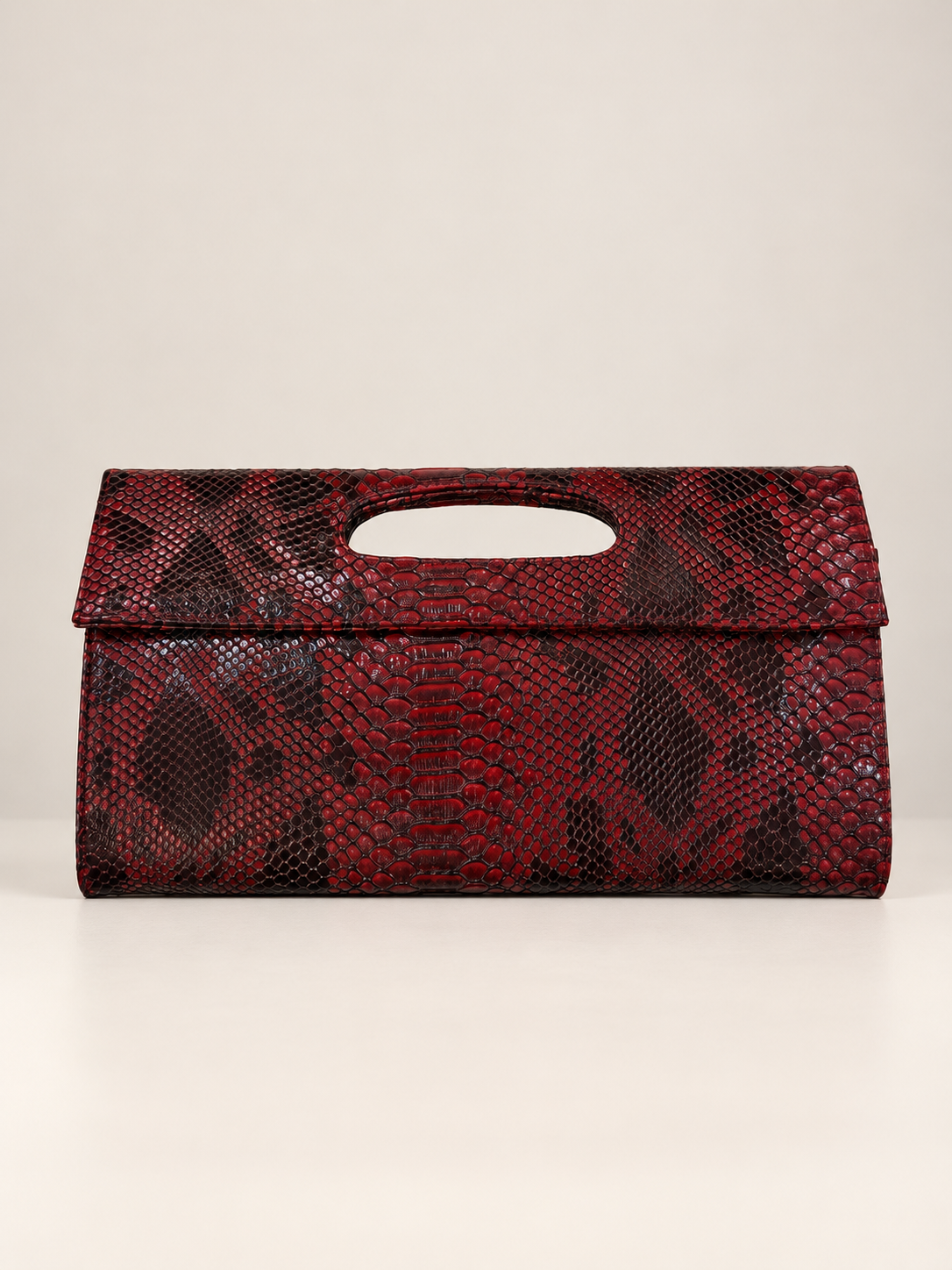 Burgundy snake leather Clutch