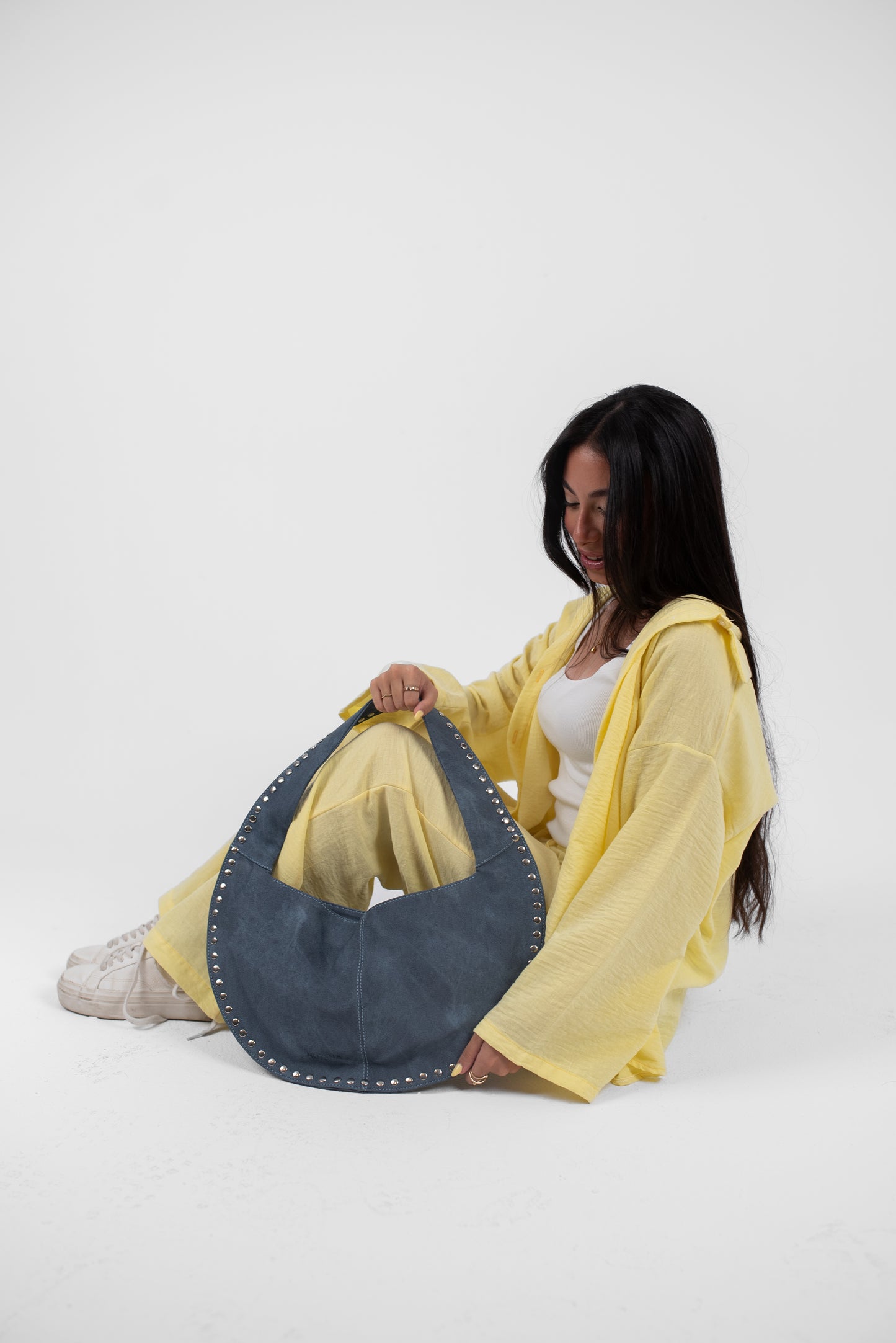 Blue Denim Jeans Leather Luna Bag