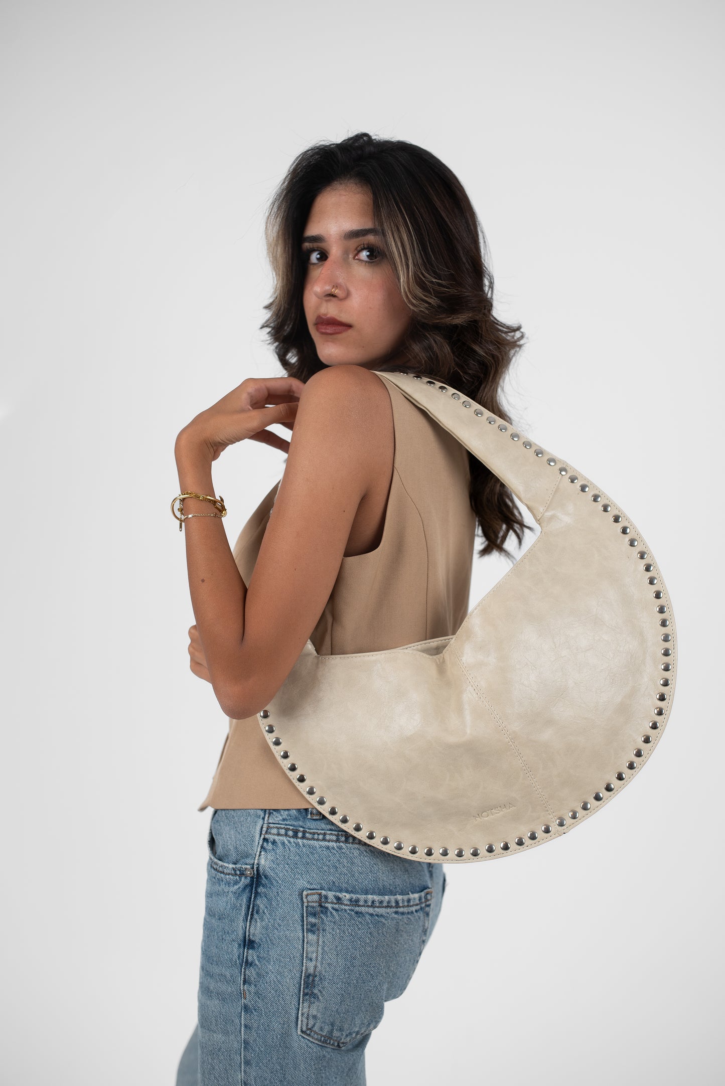 Beige Leather Alura Bag