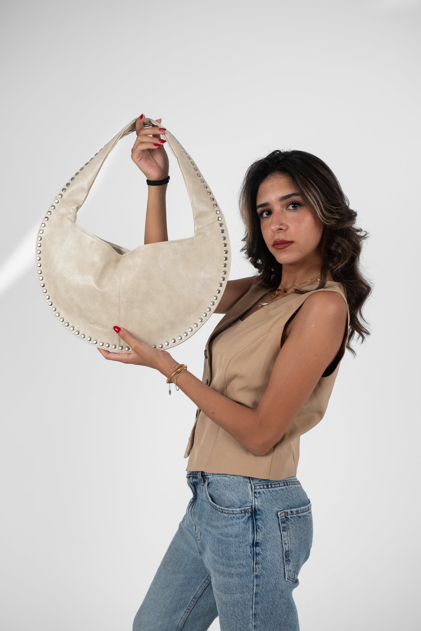 Beige Leather Alura Bag