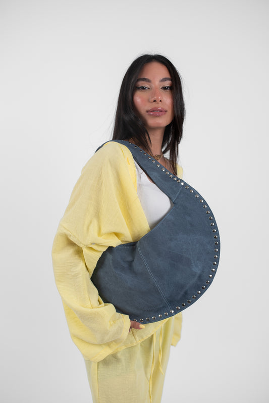 Blue Denim Jeans Leather Luna Bag