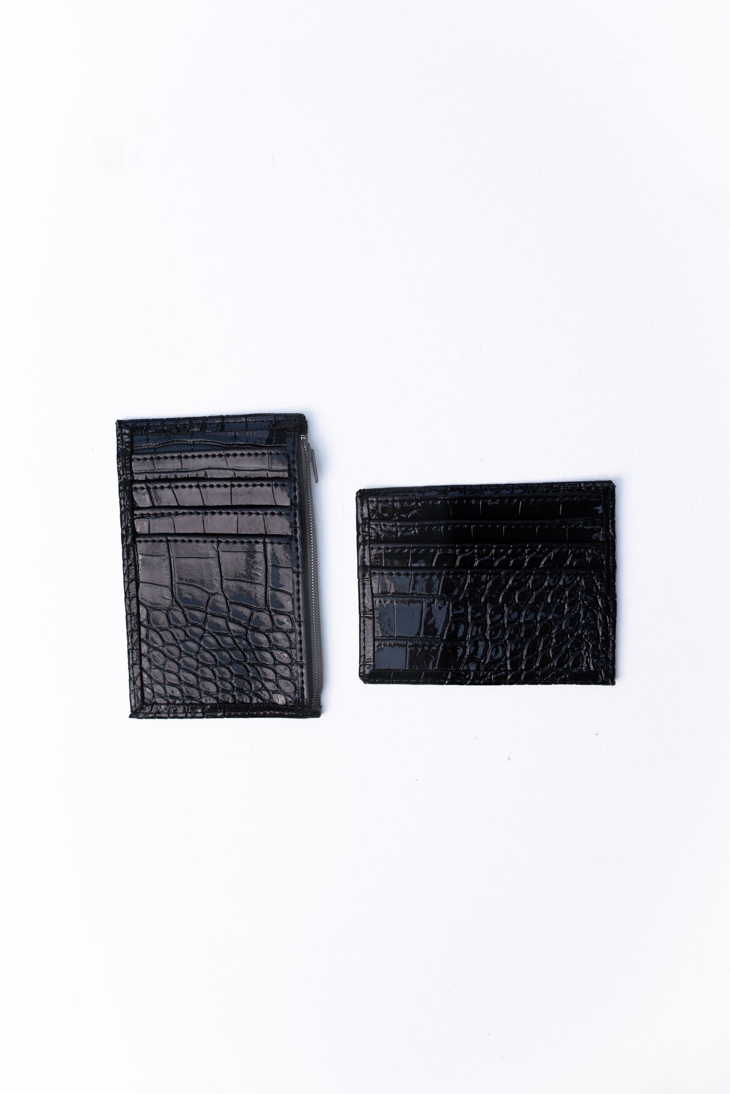 Black Leather Zipper Cardholder