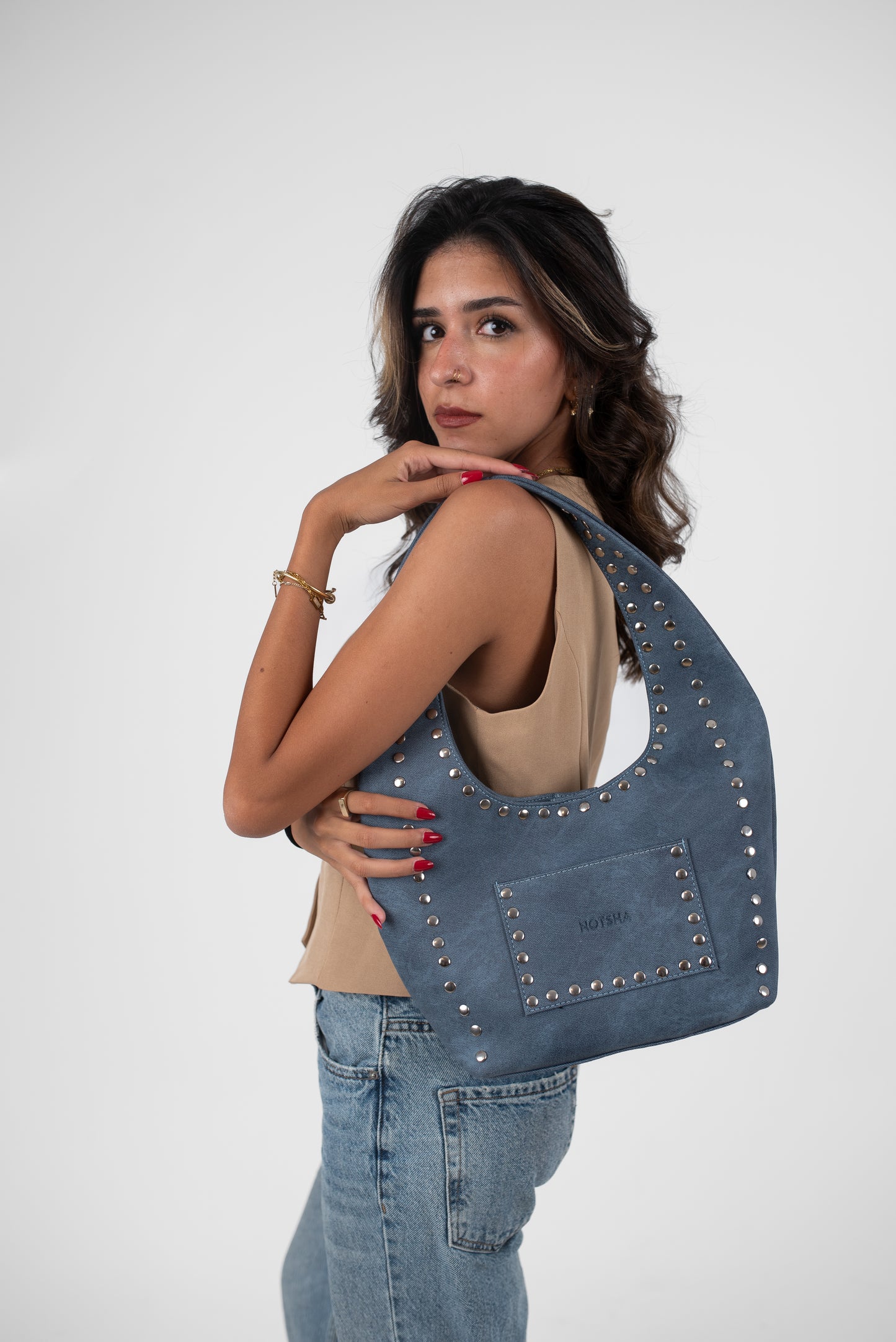 Blue Denim Leather Azura Bag