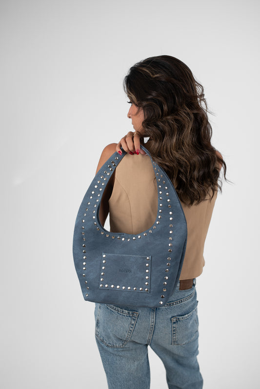 Blue Denim Leather Azura Bag