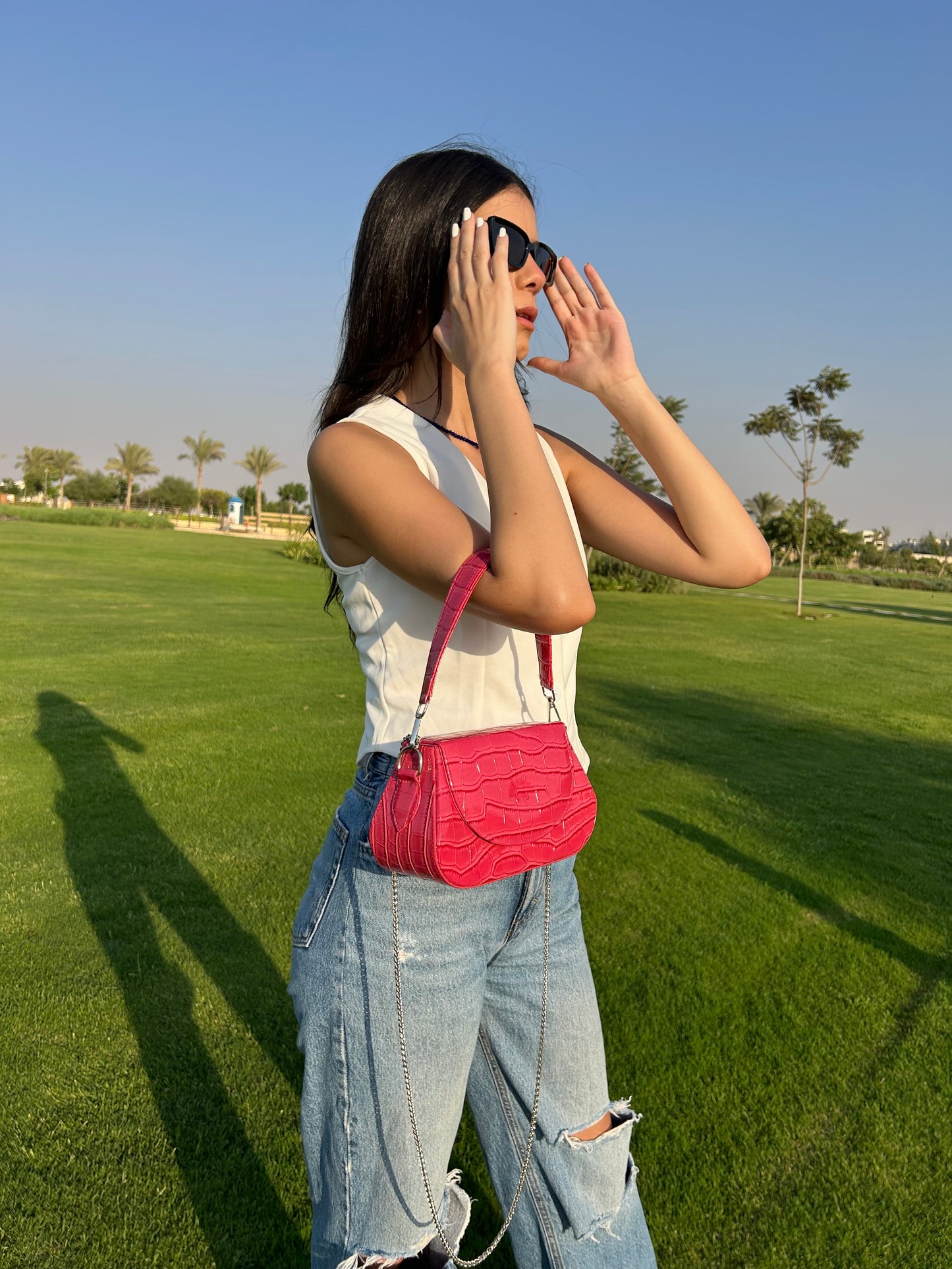 Pink Leather Wave Bag