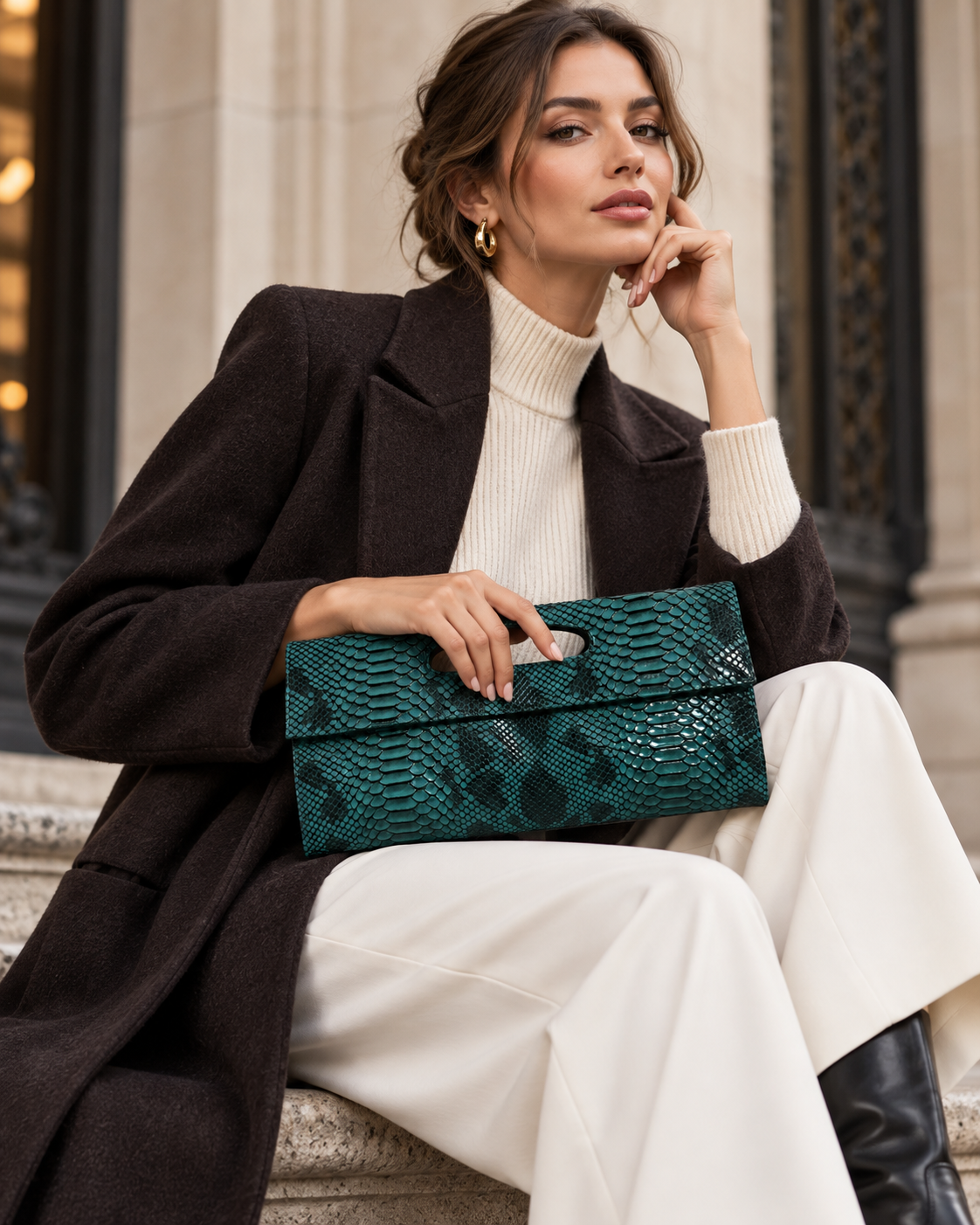 Snake Print Clutch