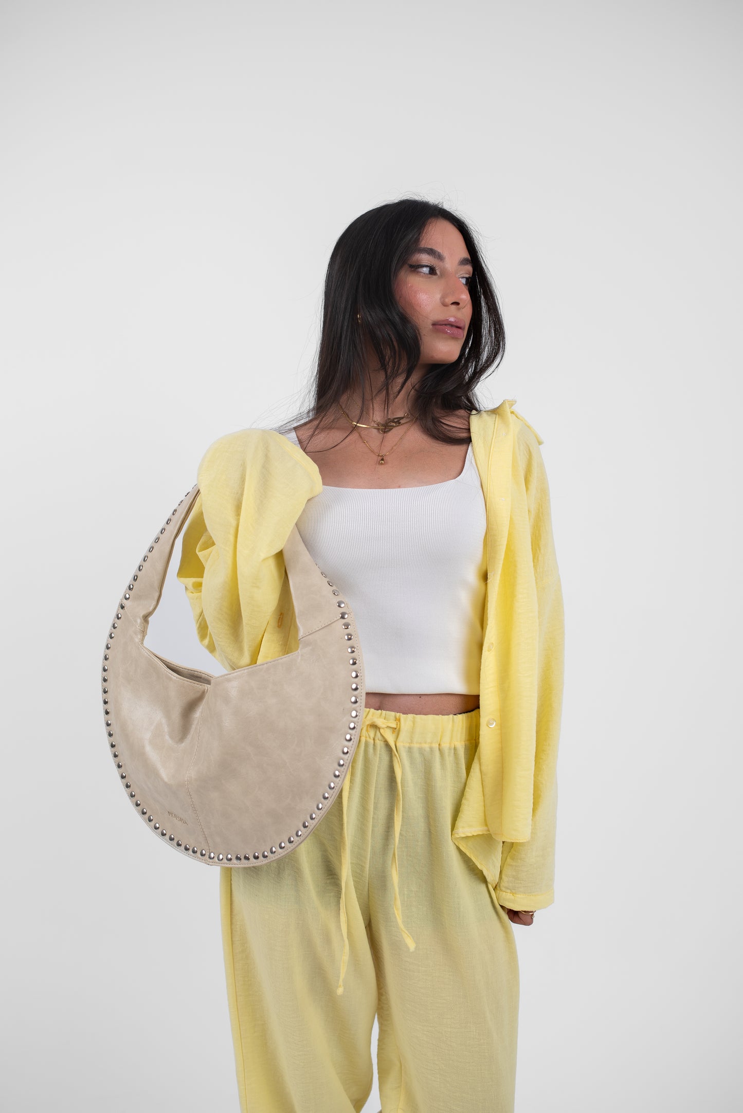 Beige Leather Alura Bag