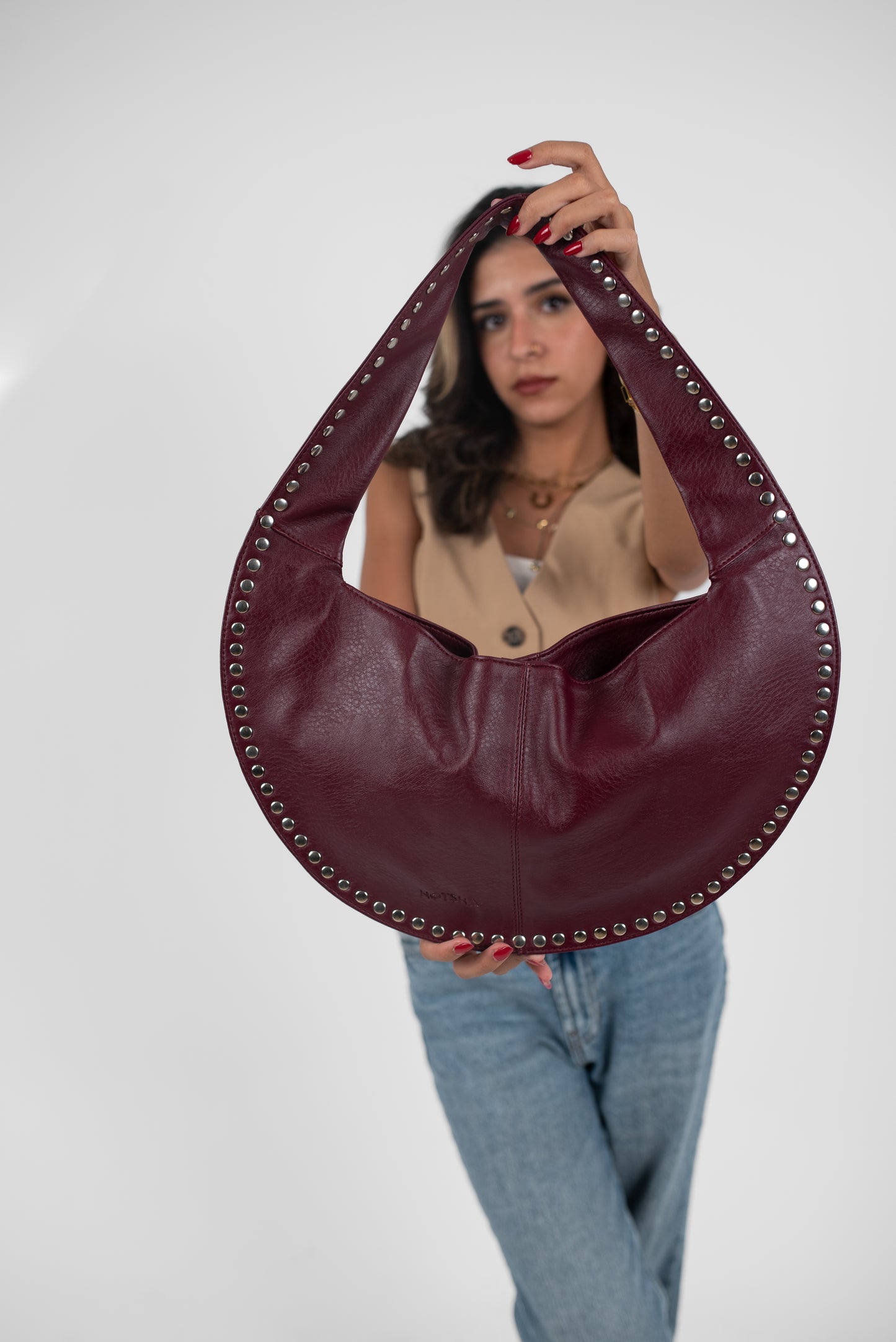 Burgundy Leather Luna Bag