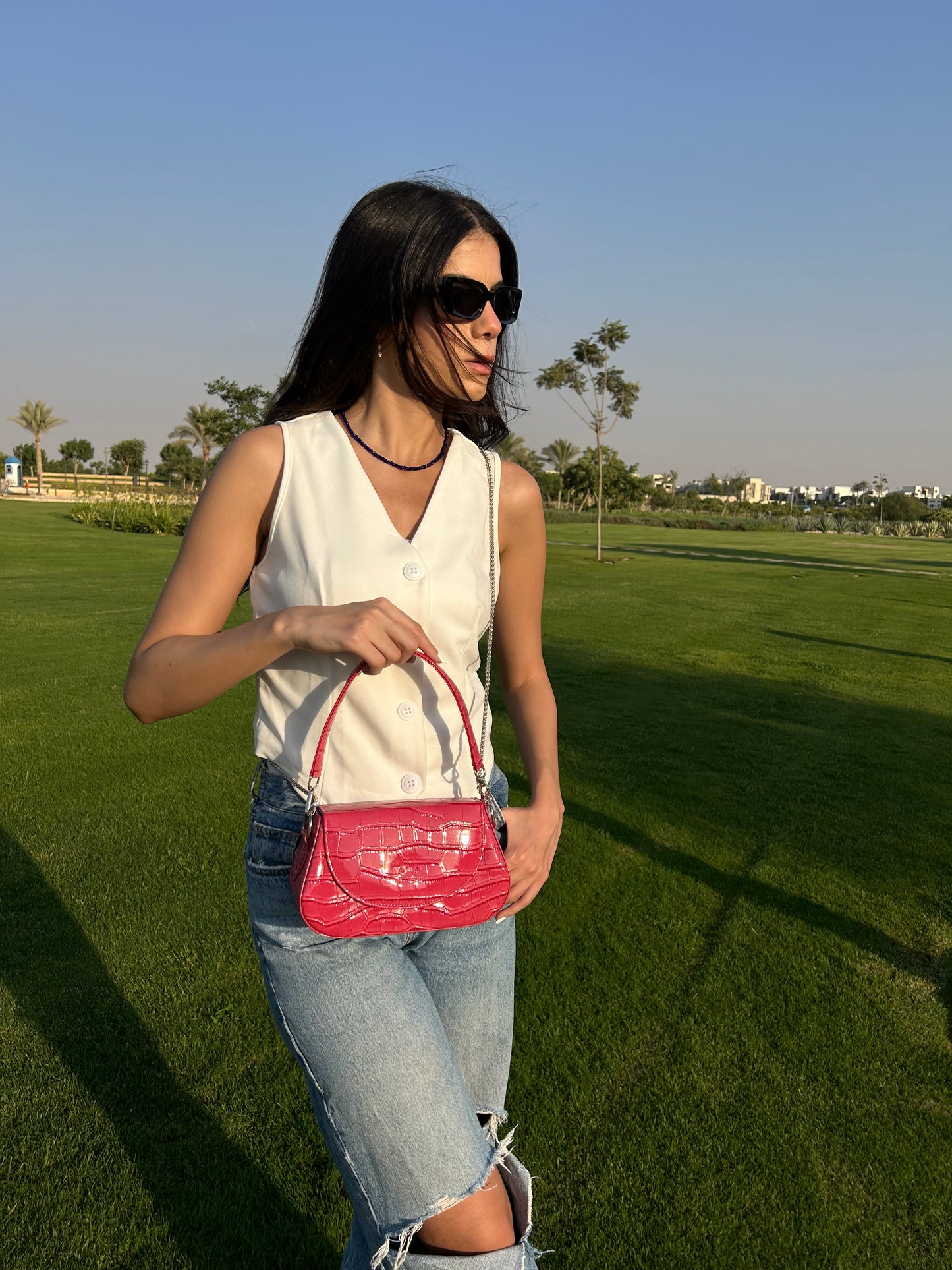 Pink Leather Wave Bag
