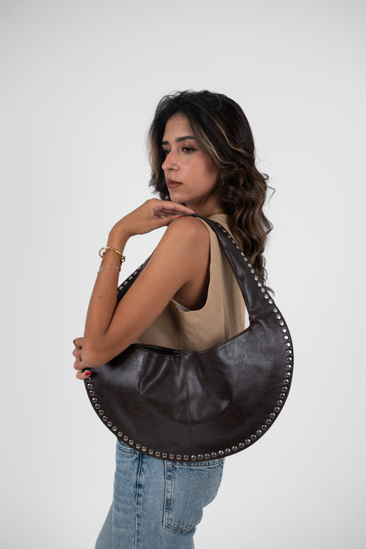 Brown Matte Leather Luna Bag