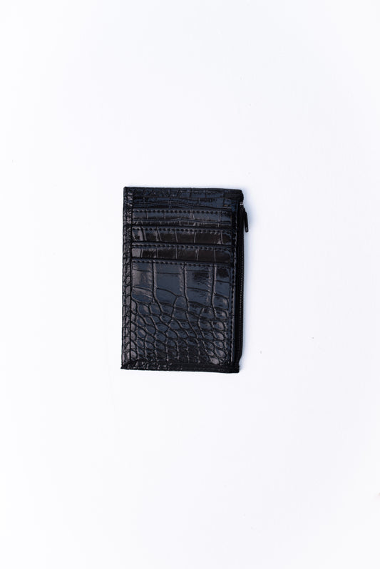 Black Leather Zipper Cardholder