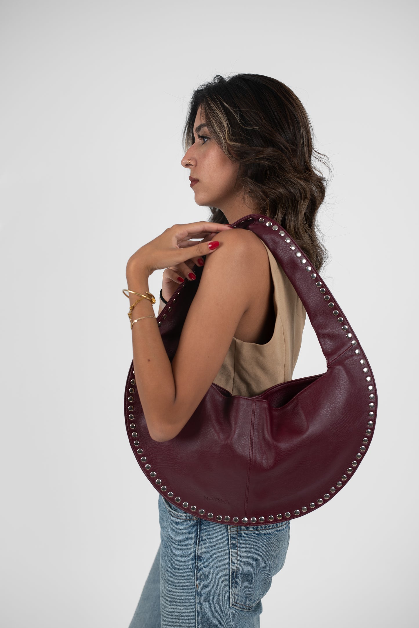 Burgundy Leather Luna Bag
