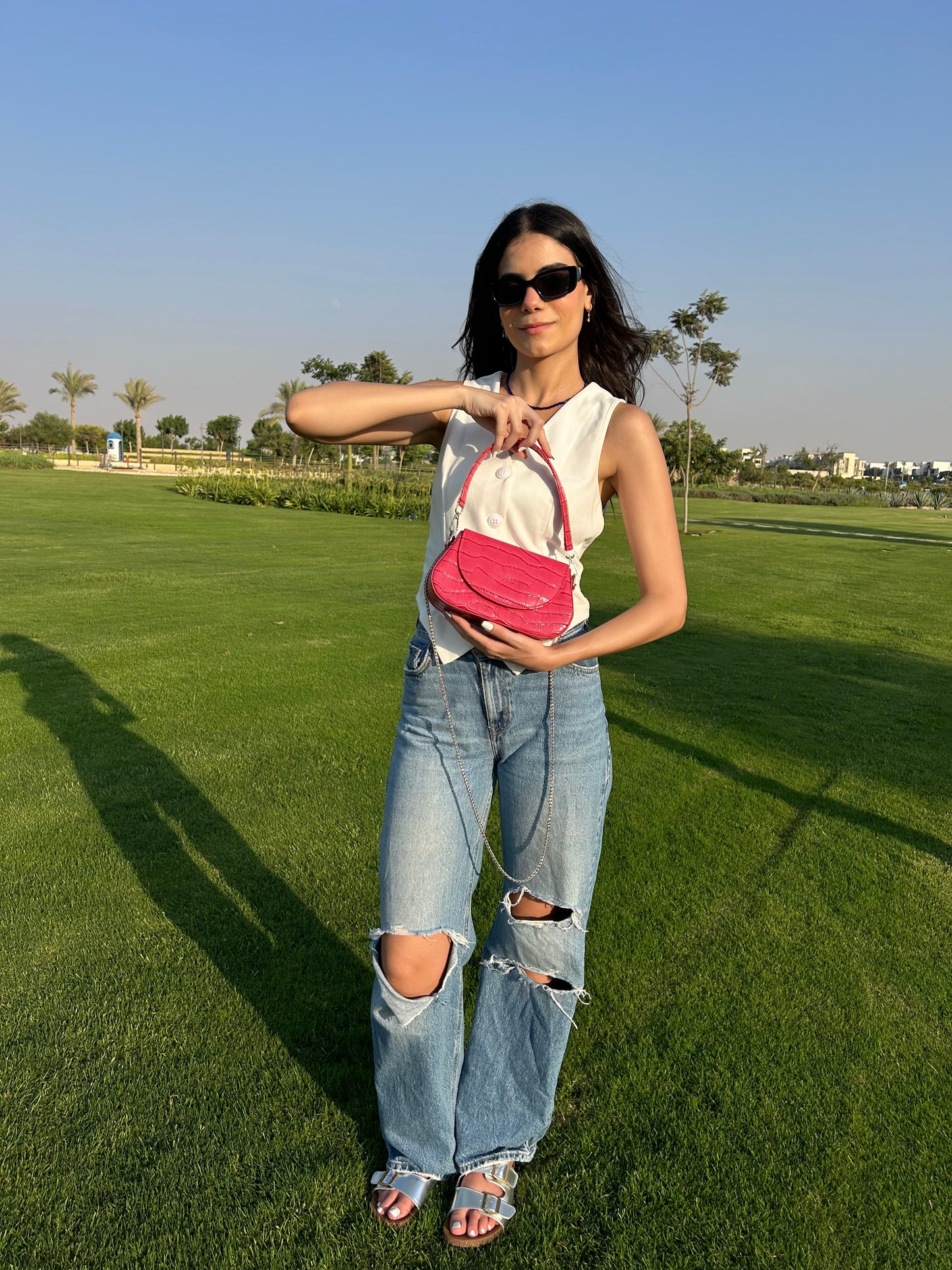 Pink Leather Wave Bag