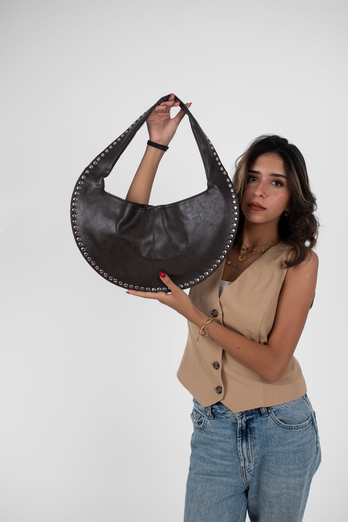 Brown Matte Leather Luna Bag