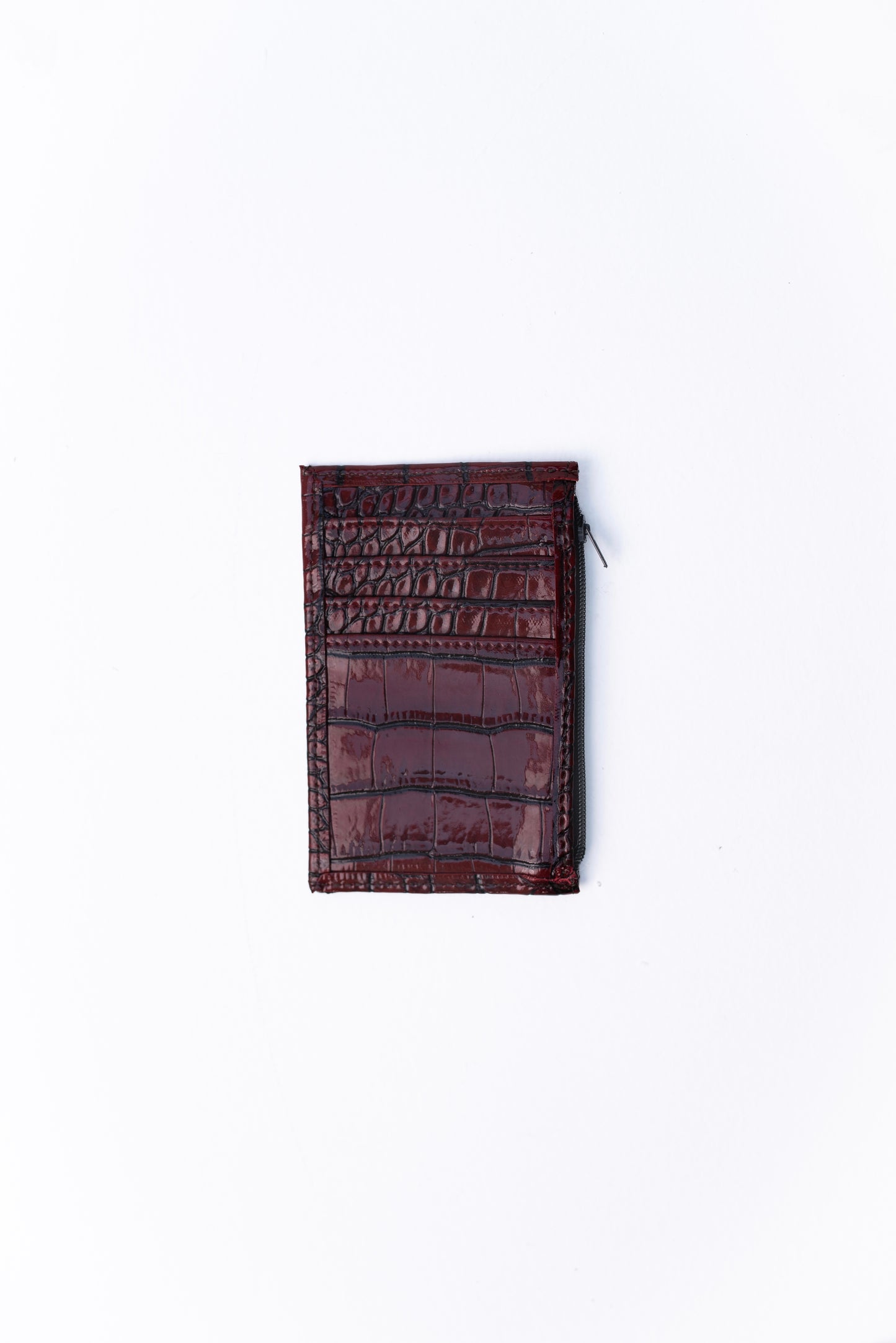 Burgundy Leather Zipper Cardholder