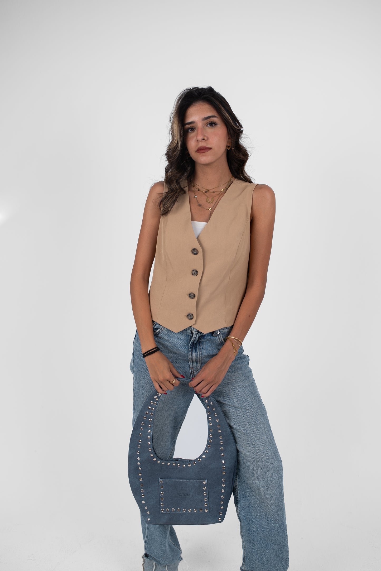 Blue Denim Leather Azura Bag