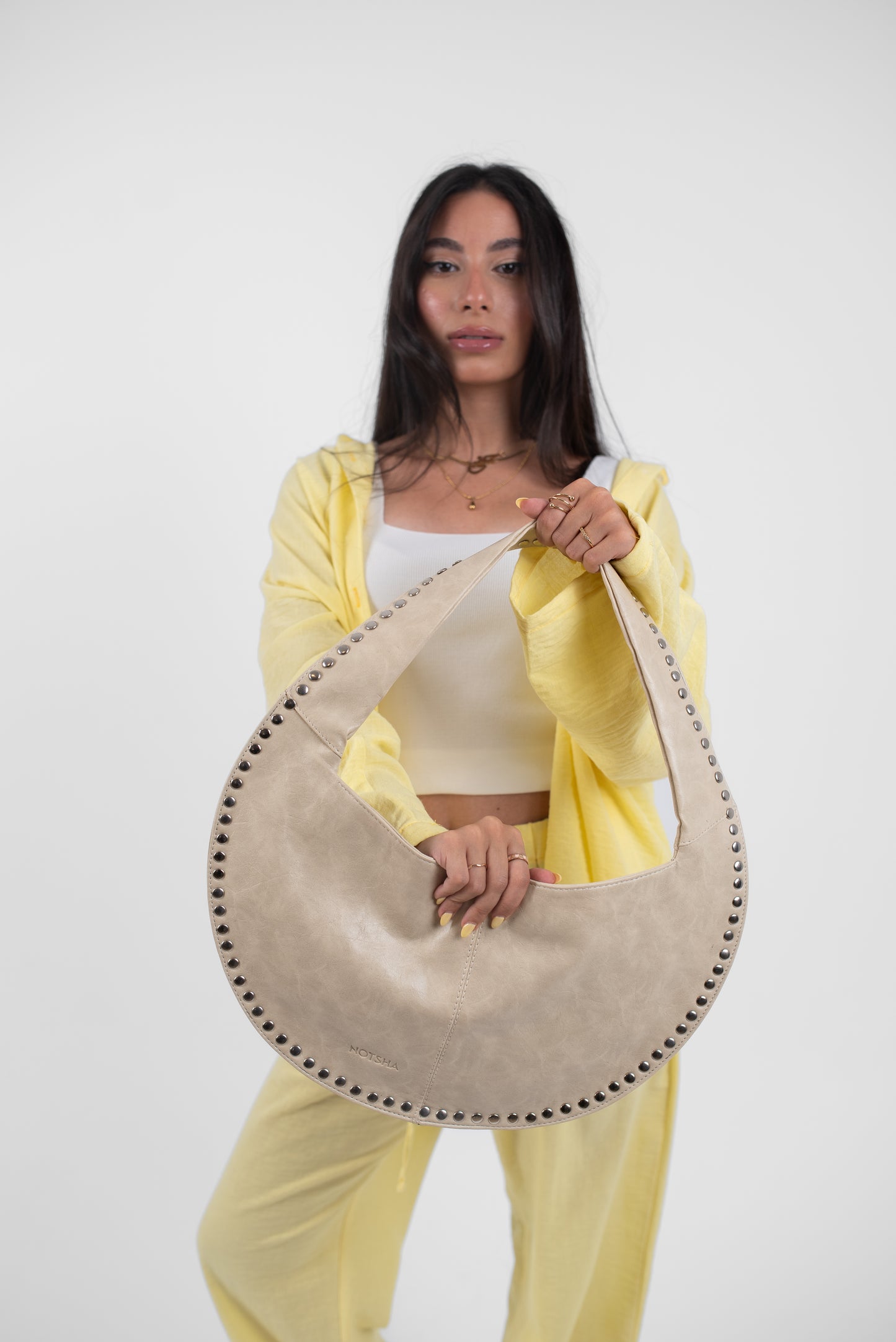 Beige Leather Alura Bag