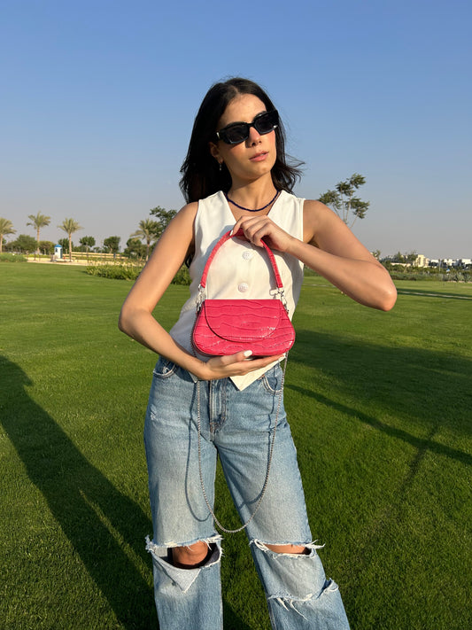 Pink Leather Wave Bag