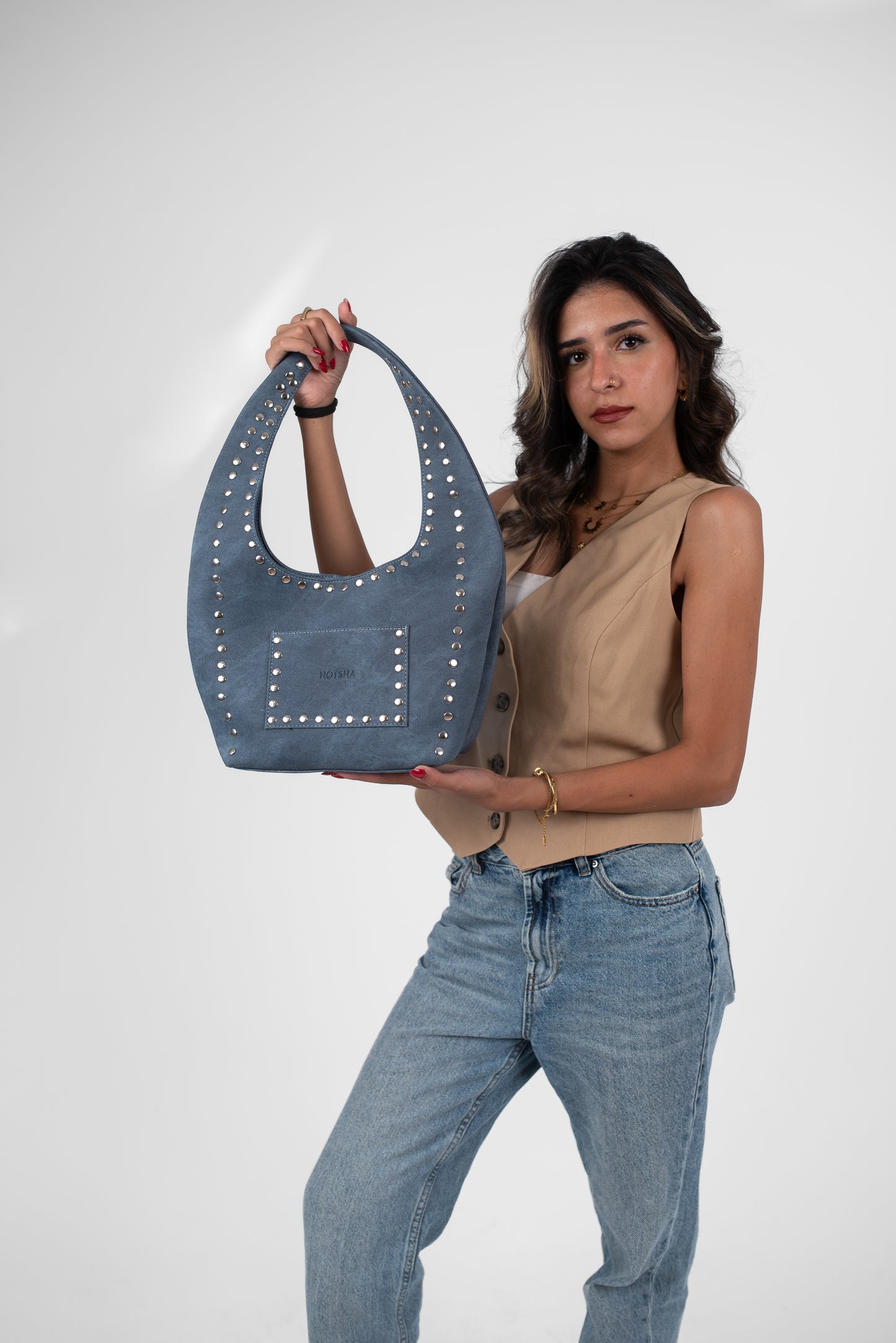 Blue Denim Leather Azura Bag