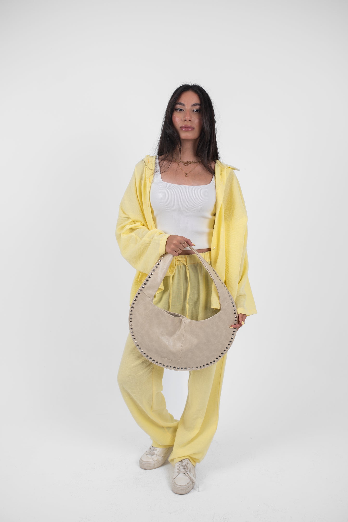 Beige Leather Alura Bag