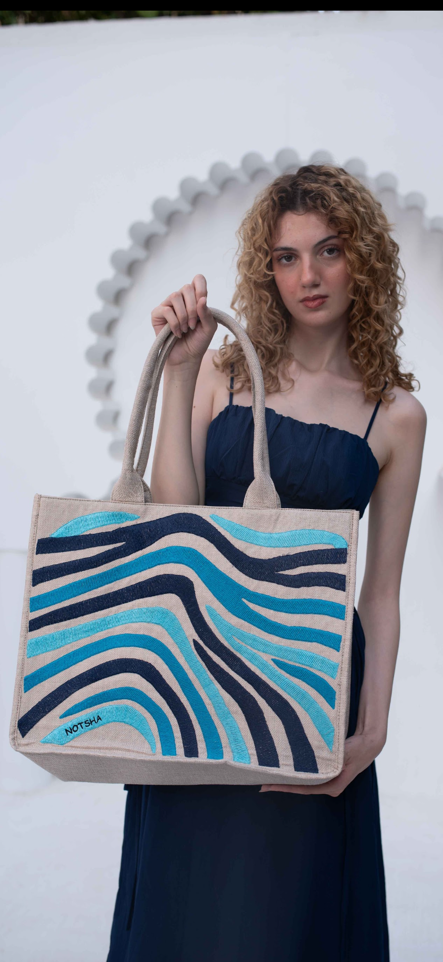 A serene wave of deep ocean navy, turquoise, and sky blue - Large