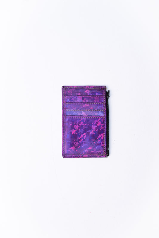 Purple Glitter Zipper Cardholder