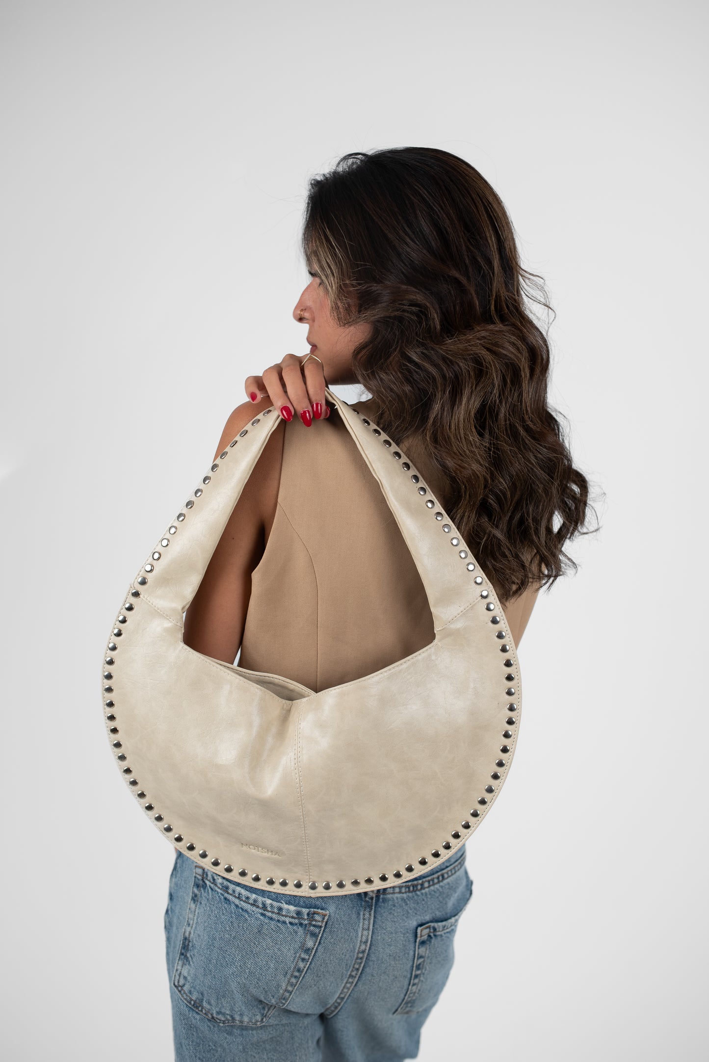 Beige Leather Alura Bag