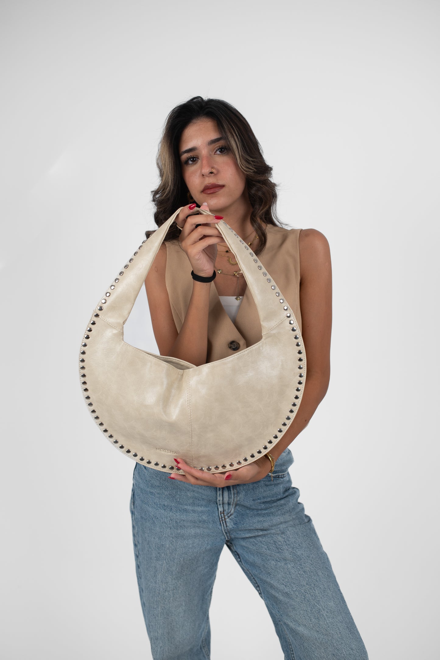 Beige Leather Alura Bag